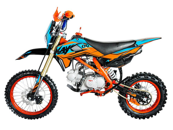 Питбайк KAYO EVOLUTION K125EM 17/14 KRZ (механ. сцепл., эл. стартер 2024 г.) (обрешётка. 1560012-789-8709) | Мототека